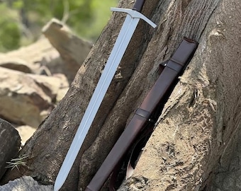 Handmade Carbon Steel Medieval Long Sword with Custom Scabbard - Perfect Father's Day Gift, Gift for Him, or Groomsmen Gift