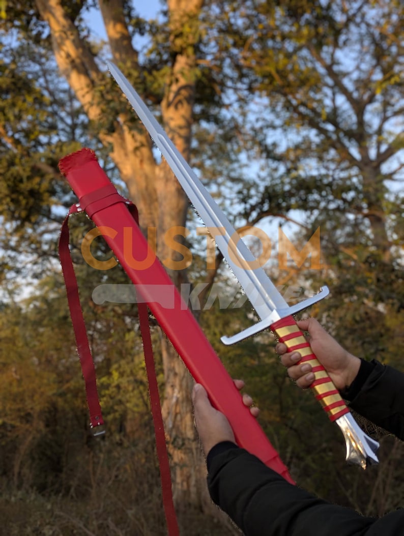 Medieval Sword Carbon Steel Long Sword with Custom Scabbard - Ideal Gift for Father's Day, Groomsmen, or Him image 7