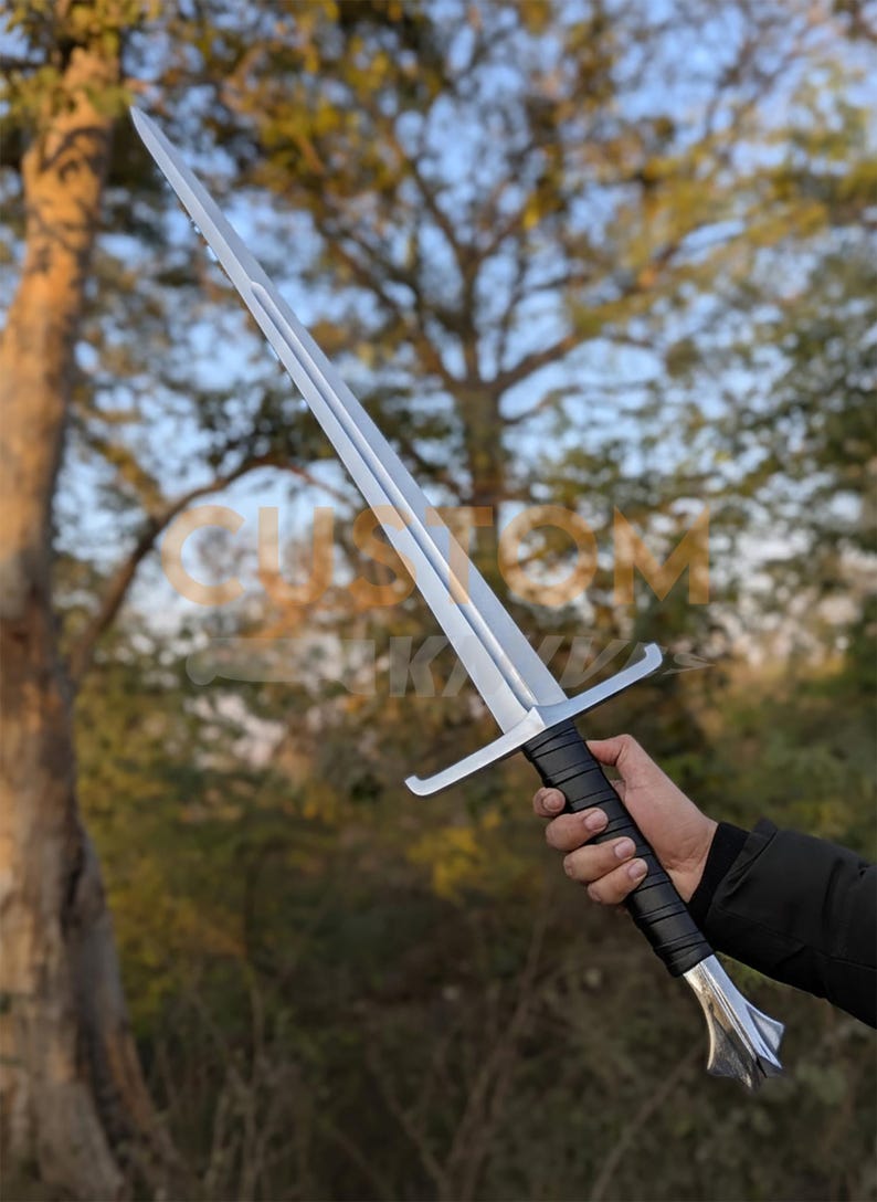 Medieval Sword Carbon Steel Long Sword with Custom Scabbard - Ideal Gift for Father's Day, Groomsmen, or Him image 13