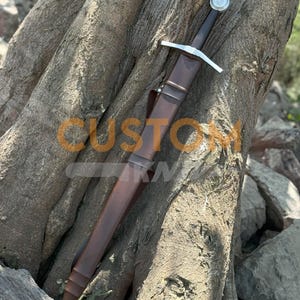 Handmade Carbon Steel Medieval Long Sword with Custom Scabbard - Perfect Father's Day Gift, Gift for Him, or Groomsmen Gift image 6