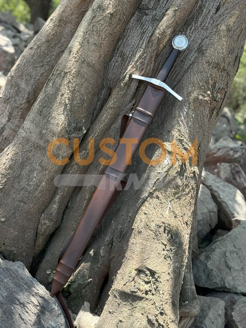 Handmade Carbon Steel Medieval Long Sword with Custom Scabbard - Perfect Father's Day Gift, Gift for Him, or Groomsmen Gift image 6