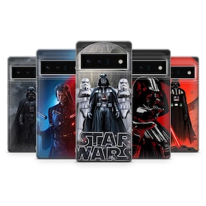 May include: A collection of phone cases featuring Star Wars characters. The cases display Darth Vader, Stormtroopers, and other characters in various action poses. The Star Wars logo is prominently displayed on one of the cases. The cases have a glossy finish.