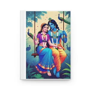 Radha Krishna Hardcover Journal | Spiritual Devotional Notebook | Janmashtami Gift | Nature Inspired Stationery