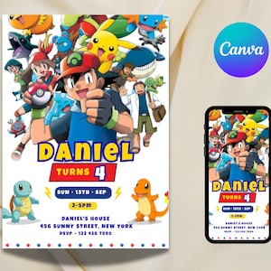 Invitación de cumpleaños digital, invitación de cumpleaños para primer cumpleaños, invitación imprimible, invitación para niño o niña, plantilla de Evite