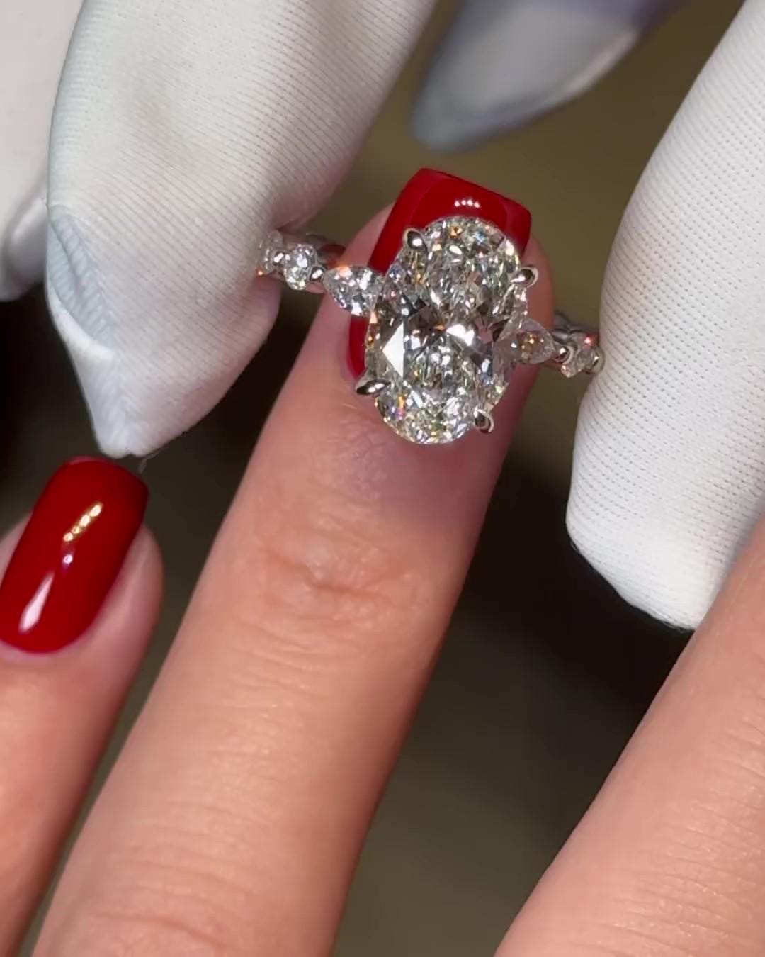 3CT Oval Cut Moissanite Engagement Ring, 14k Solid Yellow Gold Diamond ...