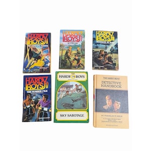Lote de 6 libros antiguos de los Hardy Boys: Casefiles + Detective Handbook de Franklin Dixon