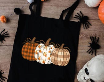 Floral Pumpkin Cotton Tote Bag, Fall Thanksgiving Shopper