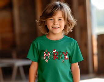 Personalized Christmas Kids Name Tshirt: Custom Christmas Toddler Shirt