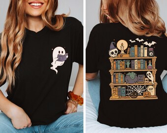 Comfort Colors Halloween Bookworm Shirt: Spooky Skeleton Reader Tee