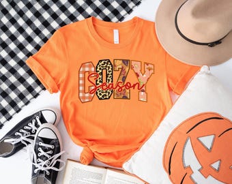 Cozy Season T-Shirt: Autumn Graphic Tee, Pumpkin Spice Coffee, Cottagecore