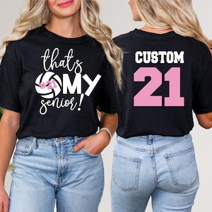 Personalized Senior Volleyball Mom Shirt: Custom Name & Number Tee