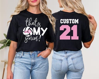 Personalized Senior Volleyball Mom Shirt: Custom Name & Number Tee