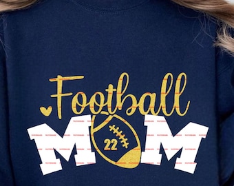 Custom Football Mom Game Day Mom PNG Sports Mom Shirt PNG Sports Mom Shirt png, DIY Player number name, Football Sublimation Design