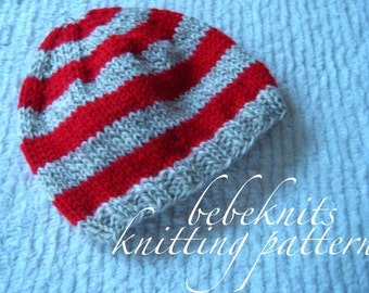 Bebeknits Perfect Striped Baby Hat Knitting Pattern