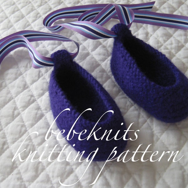 Bebeknits Felted Baby Ballet Slippers Knitting Pattern in 3 Sizes