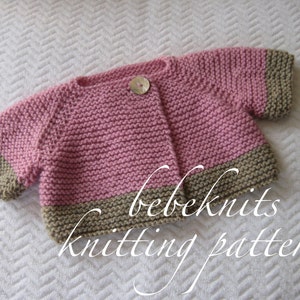 Bebeknits French Style Brittany Baby Cardigan Knitting Pattern Sizes 3-6 and 6-12 Months