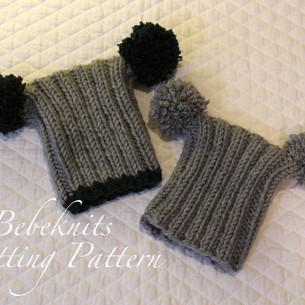 Bebeknits Quick Ribbed Pompom Baby Hat Knitting Pattern in 3 Sizes