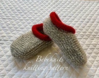 Bebeknits Rolled Top Normandy Preschooler/Child Slipper Knitting Pattern