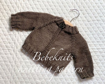 Bebeknits Round About Raglan Newborn Cardigan Knitting Pattern