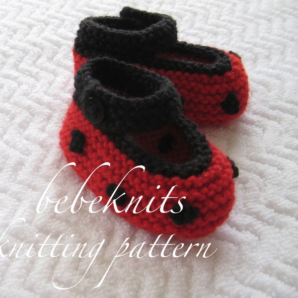 Bebeknits Ladybug Baby Booties Knitting Pattern in 4 Sizes