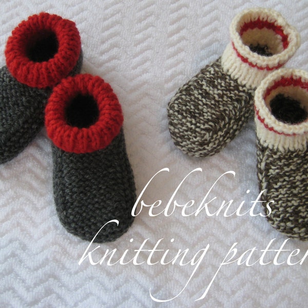 Bebeknits geribbelde top Normandische peuter pantoffel breipatroon in 3 maten