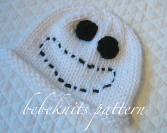 Bebeknits Little Boo Ghost  Baby Hat Knitting Pattern in 4 Sizes