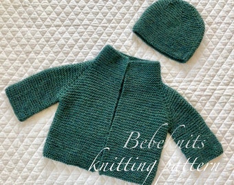 Bebeknits Wonderful Wrap Baby Car Cardigan and Beanie Knitting Pattern