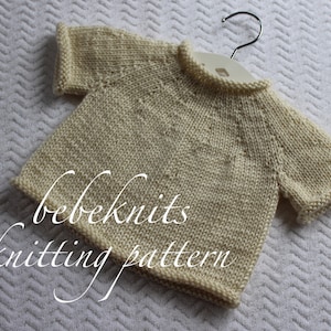 Patrón de tejido de suéter tipo suéter para bebé Estelle estilo francés Bebeknits