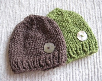 Hand Knit Organic Cotton Newborn Hat