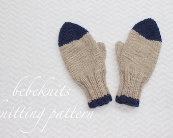 Bebeknits Simple Seamless Preschooler Mittens Knitting Pattern