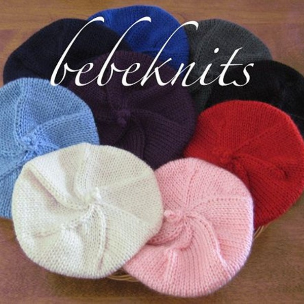 Hand Knit French Beret Baby Hat In Multiple Colors