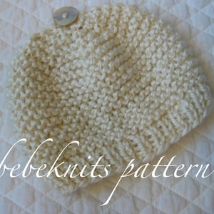 Bebeknits Simple French Style Garter Stitch Baby Hat Knitting Pattern in 3 SIzes