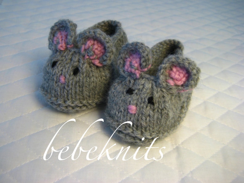 Bebeknits Little Mice Baby Slippers Knitting Pattern image 3