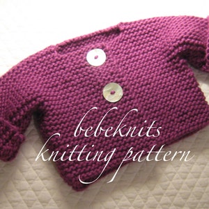 Bebeknits Simple French Style Center Button Baby Cardigan Knitting Pattern