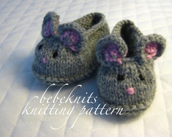 Bebeknits Little Mice Baby Slippers Knitting Pattern