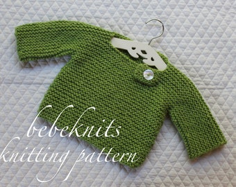 Bebeknits Simple French Style Buttoned Baby Pullover Knitting Pattern