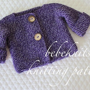 Bebeknits Simple French Style Lightweight Baby Cardigan Knitting Pattern