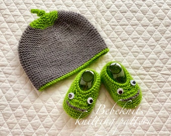 Bebeknits Froggie Booties and Beanie Set Knitting Pattern