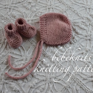 Bebeknits Baby Bonnet and Boots Set Knitting Pattern