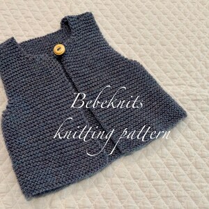 Bebeknits フレンチスタイルのシンプルな幼稚園児用ベスト編み図