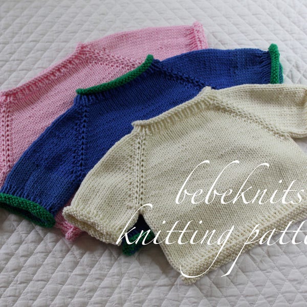 Bebeknits Calais Algodón Bebé Jersey Suéter Patrón de tejido