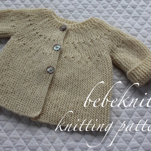 Bebeknits Simple French Style Baby Cardigan Knitting Pattern Etsy