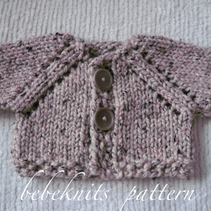 Bebeknits Quick Knit Two Button Baby Cardigan Knitting Pattern