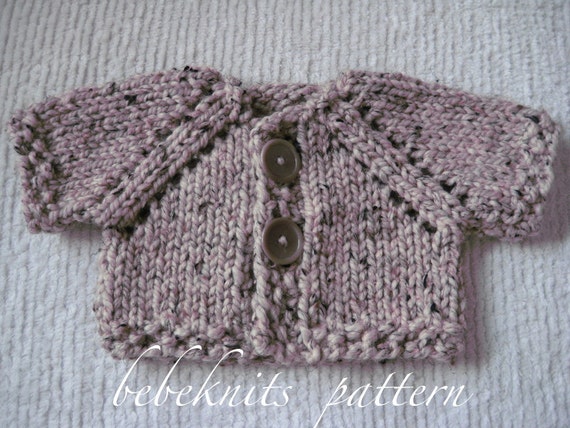 Bebeknits Quick Knit Two Button Baby Cardigan Knitting Pattern