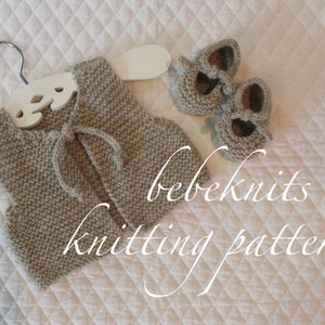 Bebeknits French Style Knot Tied Baby Vest and Booties Knitting Pattern