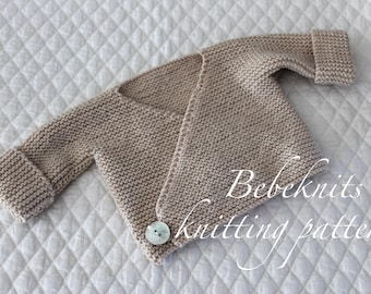 Bebeknits French Style Newborn Baby Wrap Cardigan Knitting Pattern