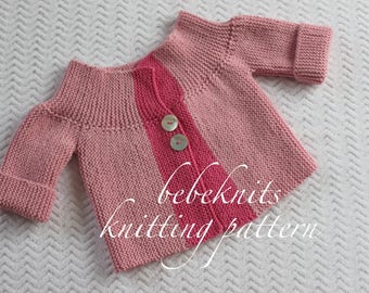 Patrón de tejido de cárdigan para niños pequeños vintage estilo francés Bebeknits