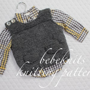 Bebeknits Simple French Style Shoulder Button Baby Vest Knitting Pattern