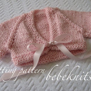 Bebeknits Sweet Newborn Front Tie Baby Cardigan Knitting Pattern in 3 Sizes