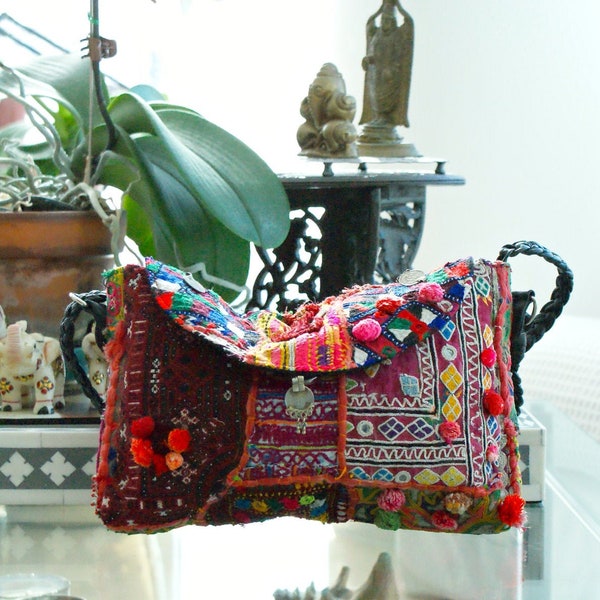 Vintage Tribal Banjara Gypsy Indian Dowry Handbag, Mirror Work, Bohemian Wallet, Clutch, Coachella FINAL SALE